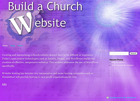 Build A Church Website Home Page